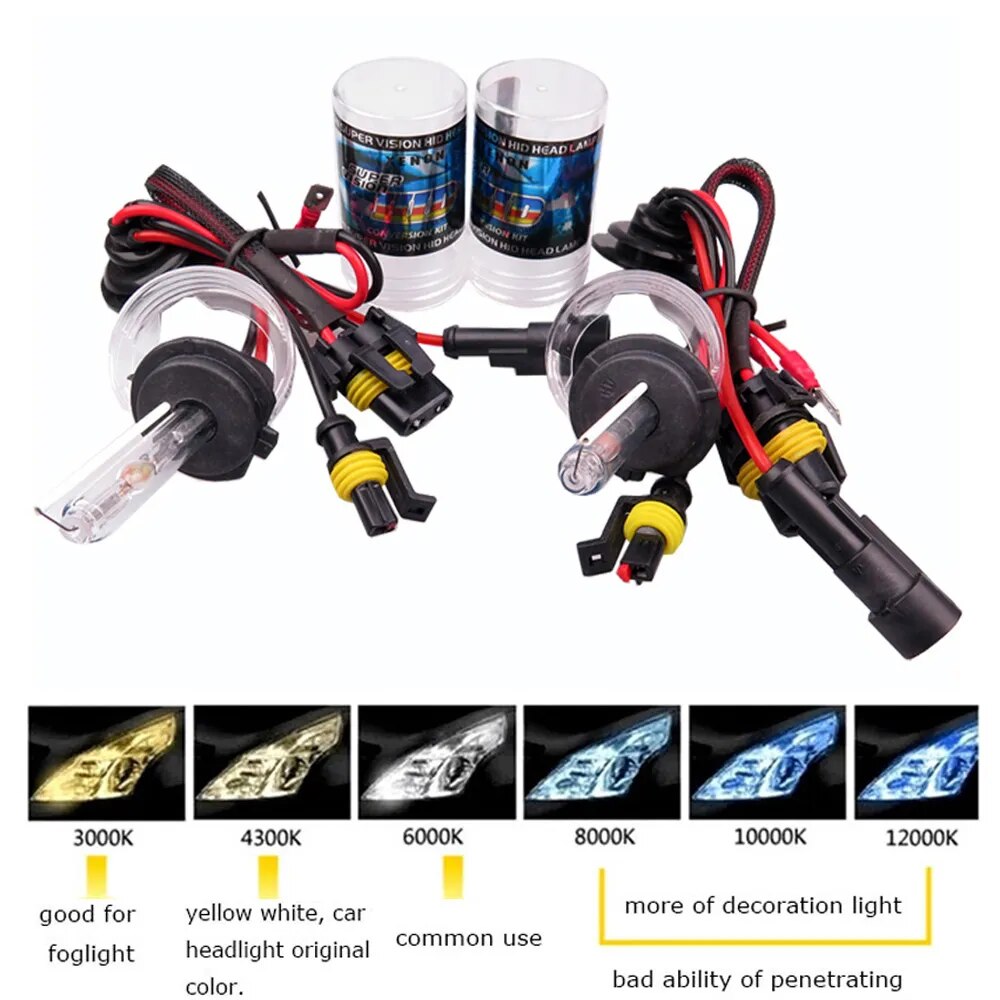 2PCS 55W HID Xenon Kit Light Bulb H1 H3 H7 H11 880 9005 9006 3000K 4300K 6000K 8000K DC 12V Car Headlight Headlamp Fog Lamp