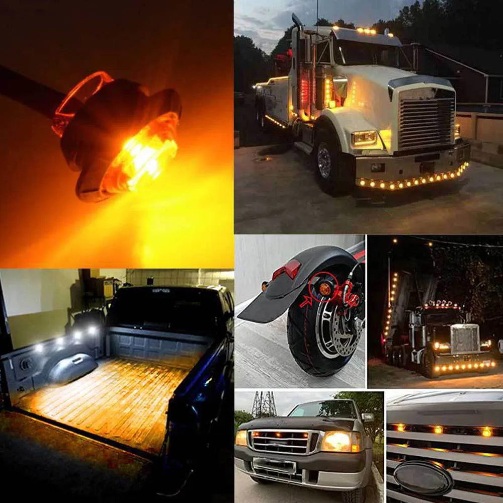 10PCS 24V Indicators LED Side Marker Lights Warning Tail Light Car External Trailer Truck Lorry Clearance Turn Signal Lamp