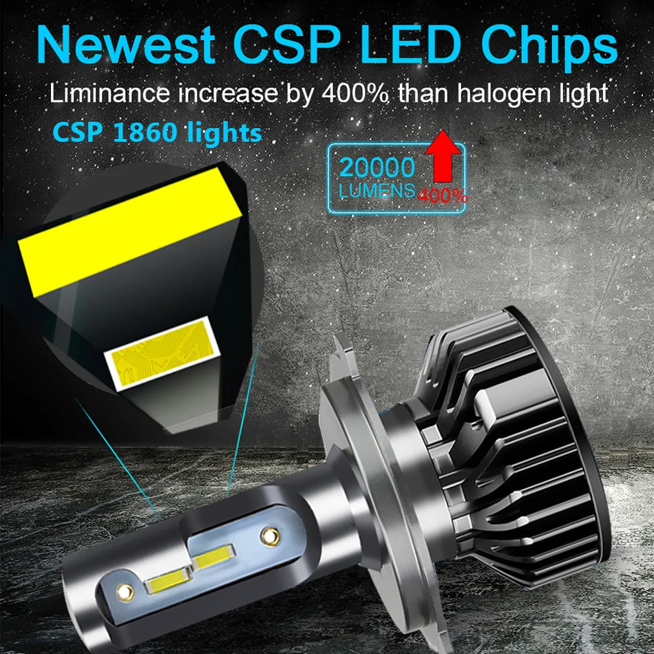 Heyword 26000lm 160W 1860 CSP chip 3000k/4300k/6000k/8000k Car LED Headlight   h4 h7 h1 LED headlights 9005 H7  h11 led light