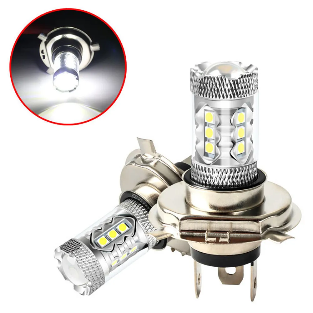 2Pcs H4 Super Bright 80W LED Headlight Fog DRL Bulbs High/Low Beam 6000K White  Lamps For Car 12V H4 Fog Lights