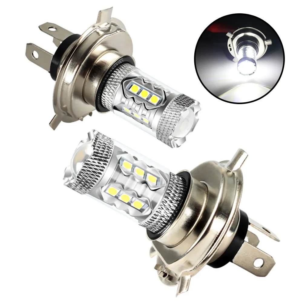 2Pcs H4 Super Bright 80W LED Headlight Fog DRL Bulbs High/Low Beam 6000K White  Lamps For Car 12V H4 Fog Lights