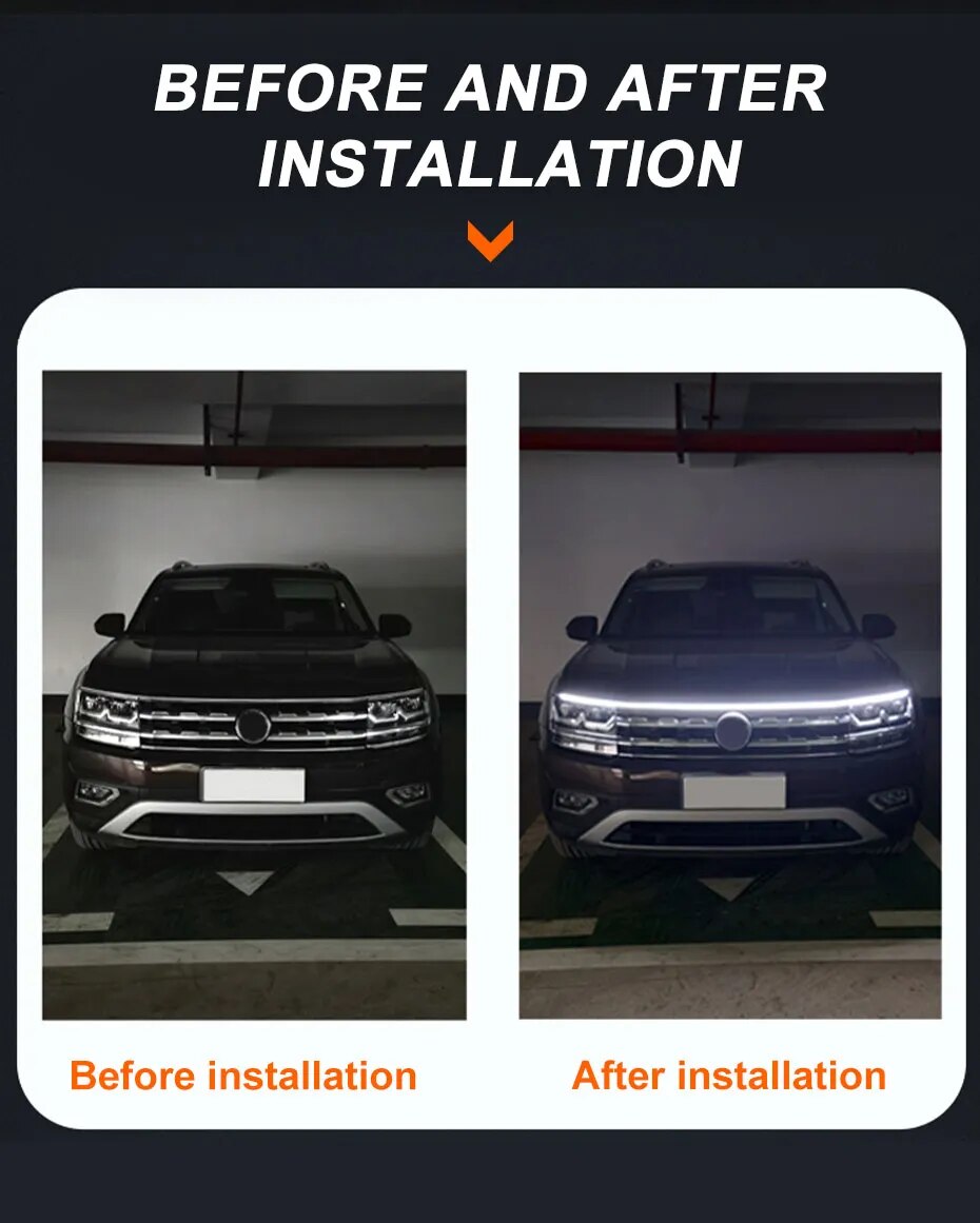 BLALION Car Hood Light Strip Dynamic Daytime Running Light Start Scan Waterproof Flexible LED Decorative Light Atmosphere Lamp