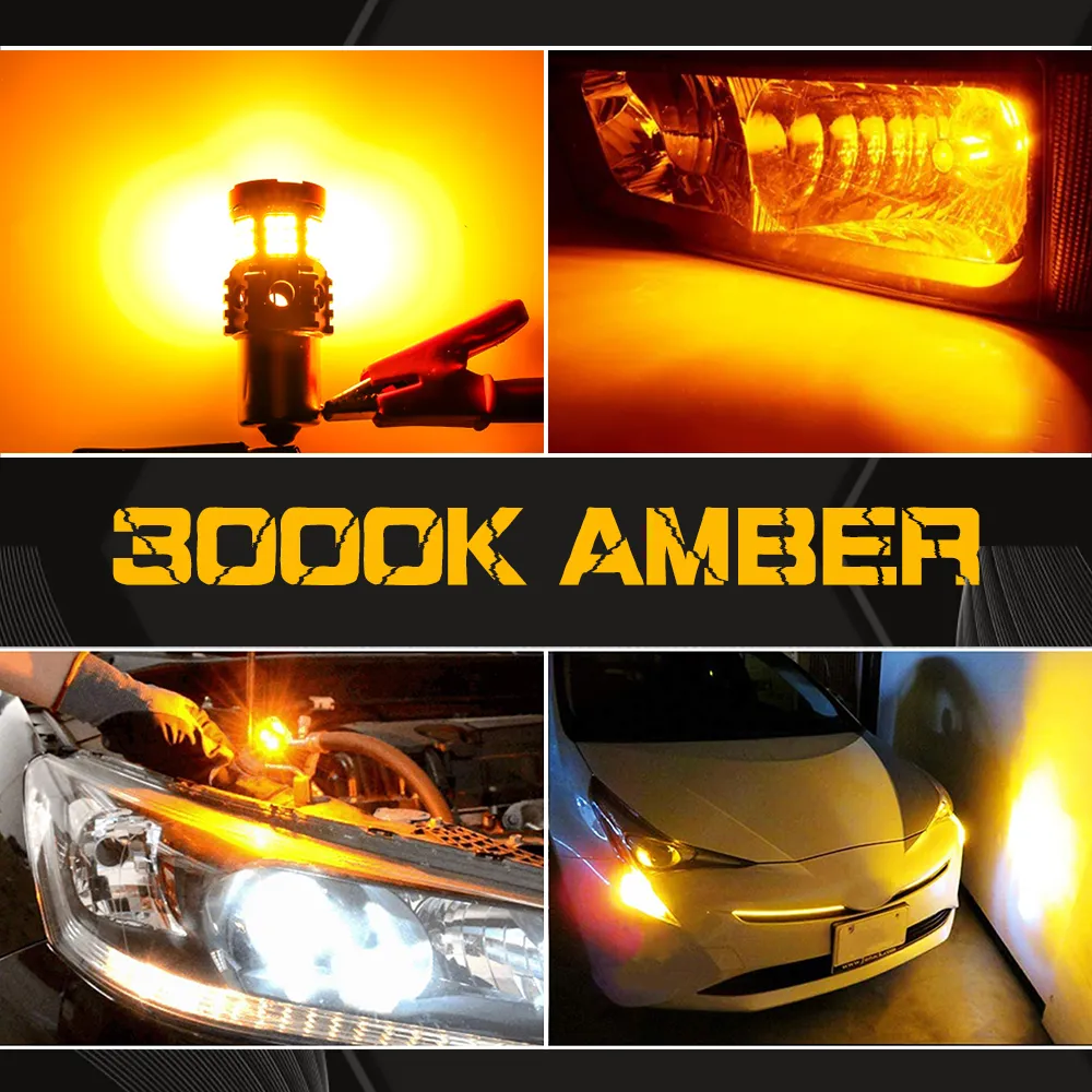 2x Led Lights P21W No Hyper Flash 1156 BA15S BAU15S PY21W T20 7440 Bulb Car Tuning Canbus Turn Signal Lamp Amber Error Free Leds