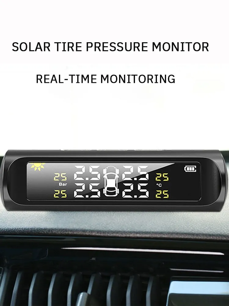 1PC Car Tire Pressure Monitor Intelligent Real Time Monitoring External Wireless Solar Tire Pressure Detection Monitor