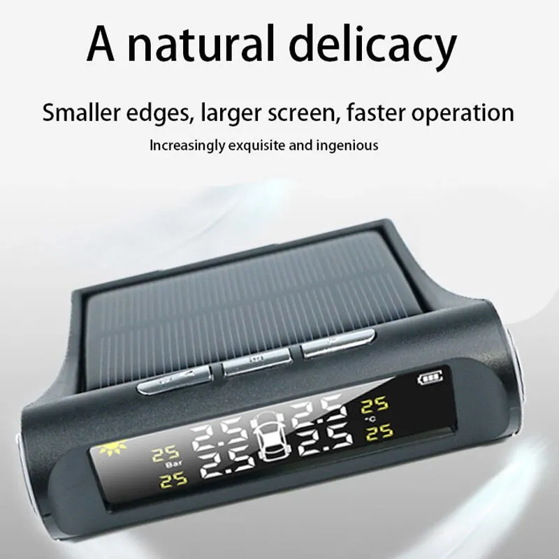 1PC Car Tire Pressure Monitor Intelligent Real Time Monitoring External Wireless Solar Tire Pressure Detection Monitor