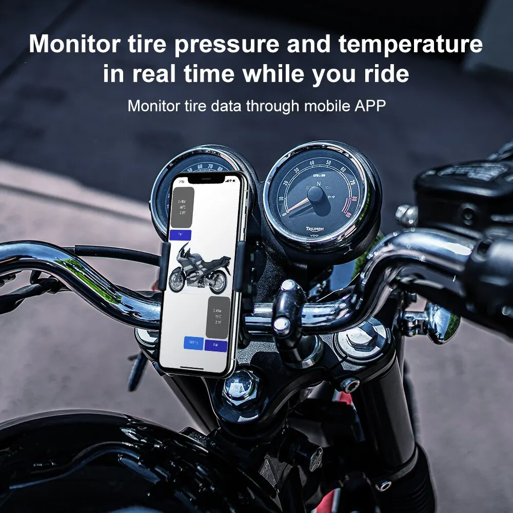 Car TPMS Tire Pressure Monitoring System Bluetooth 5.0 Mobile Phone Display Motorcycle Car Tyre Pressure Sensor for LOS Android