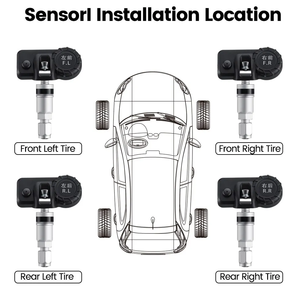 USB TPMS for Android Car Stereo Radio 4-Sensor Wireless Vehicle Auto Tire Pressure Monitoring Temperature Alarm System