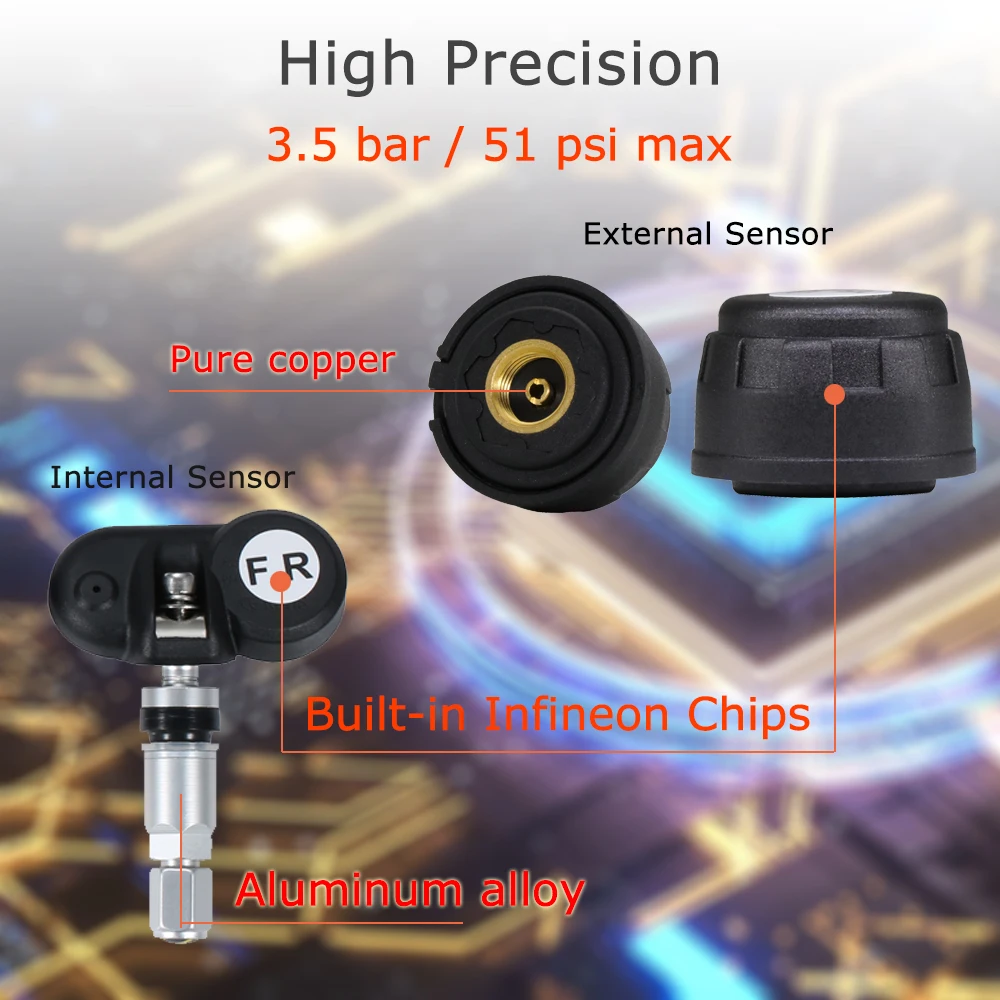 Universal Solar Power TPMS Car Tire Pressure Monitoring System Clock LCD Display TPMS Sensor Auto Security Alarm Systems