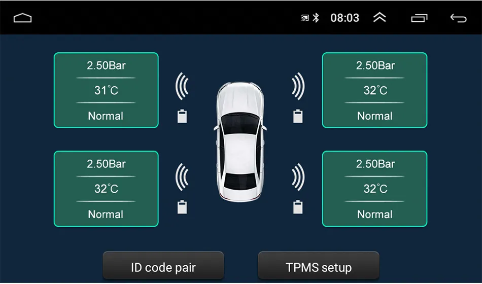 JMCQ USB TPMS Car Tire Pressure Alarm Monitor System For vehicle Android player Temperature Warning with four sensors