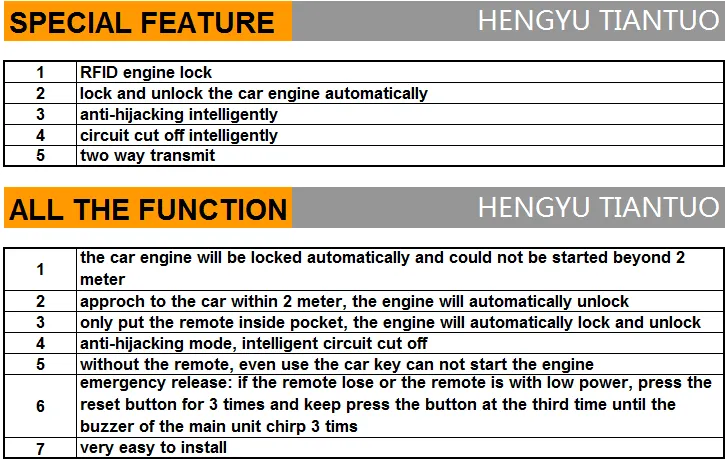 HENGYU EL-1A RFID 2.4GH wireless immobilizer car engine lock,anti-hijacking on off intelligent circuit cut,alarm auto cut engine