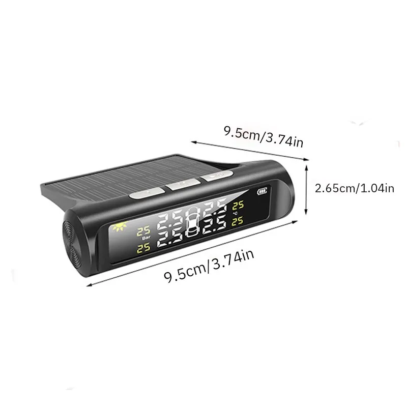 1PC Car Tire Pressure Monitor Intelligent Real Time Monitoring External Wireless Solar Tire Pressure Detection Monitor