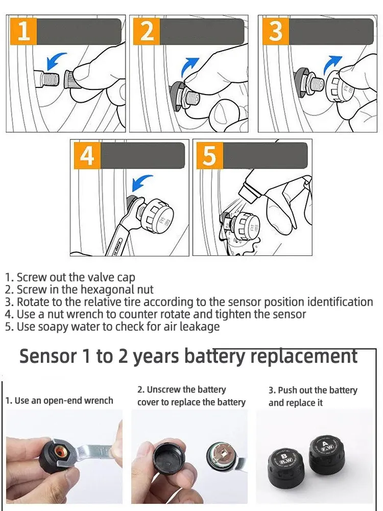 1PC Car Tire Pressure Monitor Intelligent Real Time Monitoring External Wireless Solar Tire Pressure Detection Monitor