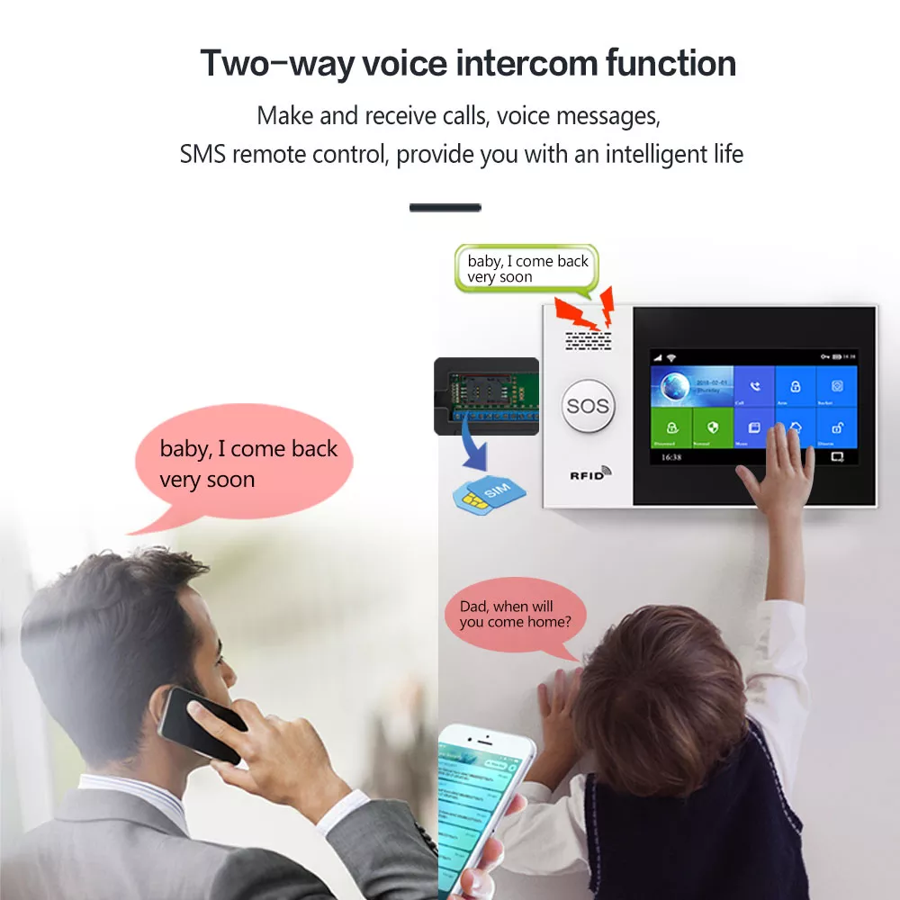 GauTone PG107 4.3inch Security Alarm Wifi GSM Alarm System for Home Support Tuya APP Call/SMS Remote Control