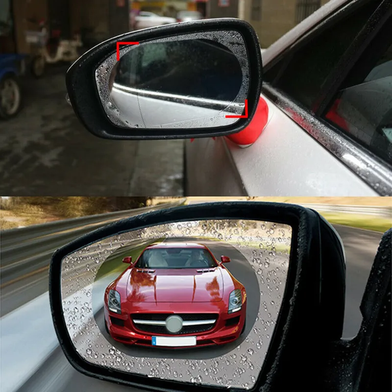 2pcs Universal Anti-Fog Anti-glare Rainproof Car Tuning Rearview Mirror Trim Film Cover Exterior Parts Car Glass Accessories