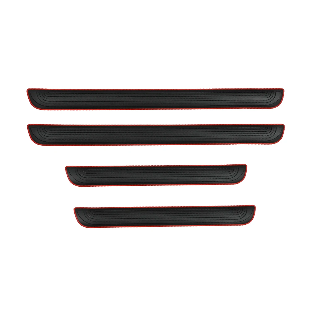 4pcs Rubber Car Door Sill Scuff Covers Black Door Panel Guards Protector Trim Anti-scratch Exterior Parts Car Decor Accessories