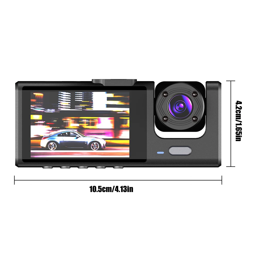 3 Channel Dash Cam Video Recorder Three Lens Car Camera with Rear View DVR 24H Parking Monitor Black Box