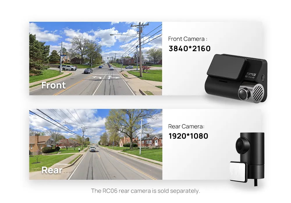 70mai 4K Dash Cam A800S Built-in GPS ADAS 140°FOV 70mai Camera Car DVR 24H Parking Monitor Front Cam Only, Support Rear Cam