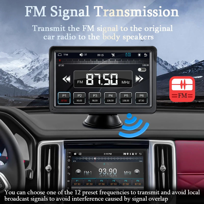 CarPlay Android Auto Car Radio Multimedia Video Player 7inch Portable Touch Screen Bluetooth 5.0 With AUX USB