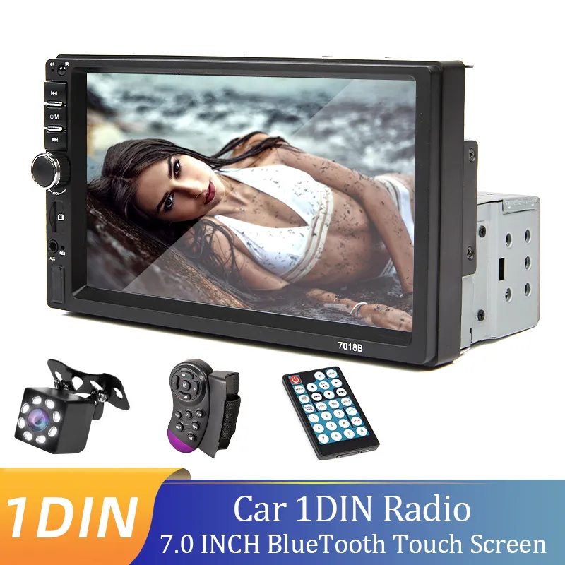 7 Inch 1 Din Car Radio MP5 Multimedia Player Touch Screen FM ISO Power Aux Input Bluetooth USB Mirror Link Universal Autoradio