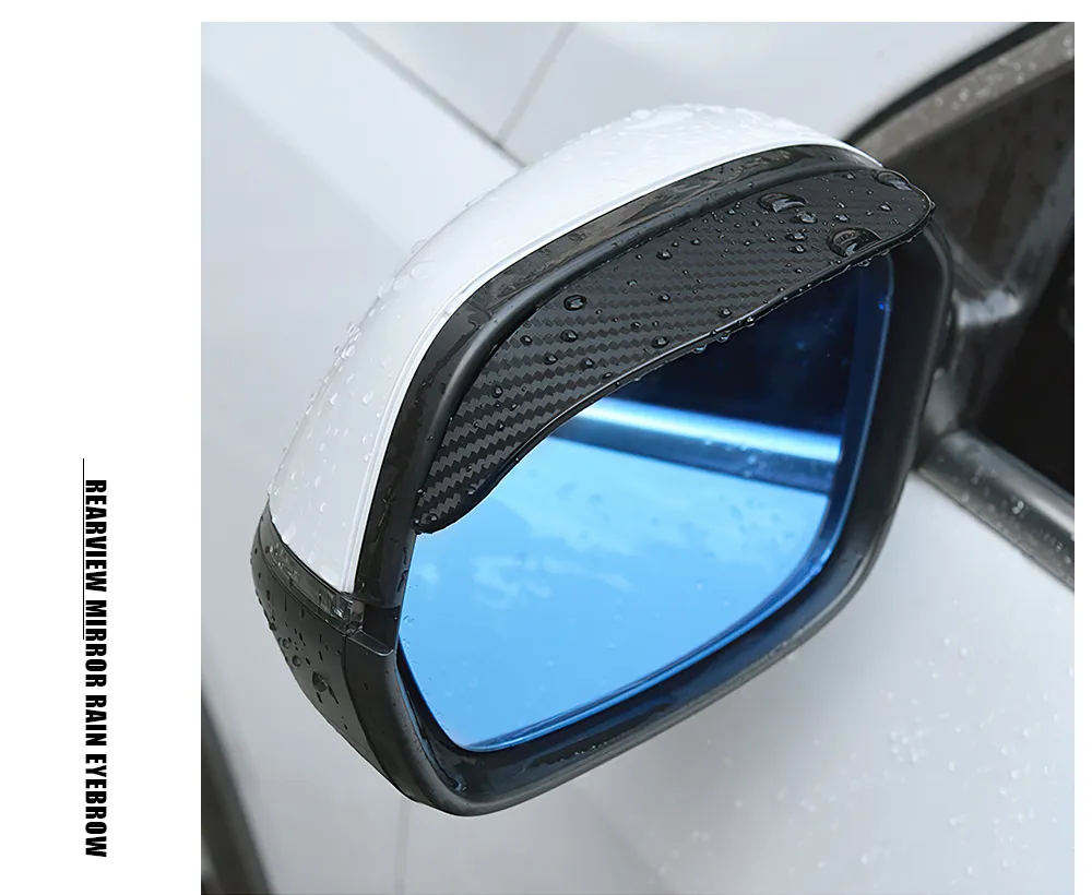 2Pcs Car Rearview Mirror Rain Eyebrow Rain Shield Snow Guard Sun Visor Auto Rear View Shade Protector Rainproof Blades Sticker