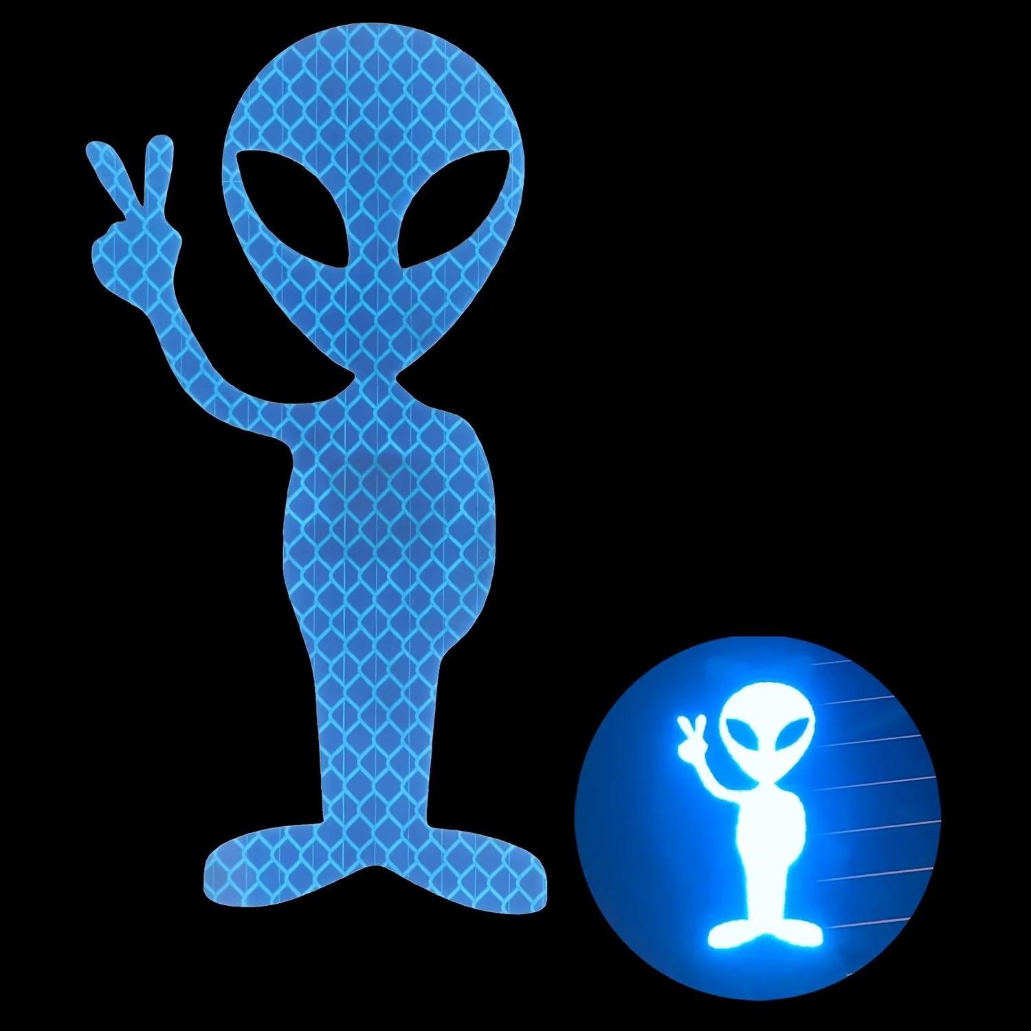 1 pcs Car Sticker Personality Fashion Alien Peace Highly Reflective Motorcycle Vinyl Decals Accessories Sunscreen