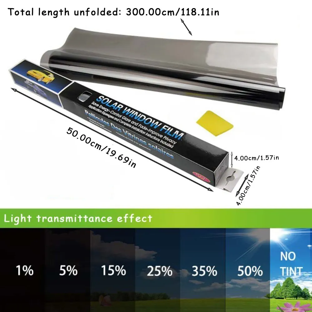 3Mx50CM VLT Black Car Window Foils Tinting Film Home Window Glass Solar UV Protector Sticker Films Pearl Cotton Stick Box PAC