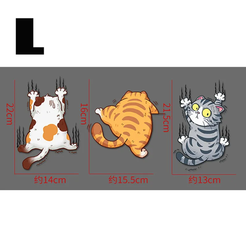 3pcs Funny Pet Cat Car Sticker Climbing Cats Animal Styling Stickers Decoration Car Body Creative Decals Decor Accessories