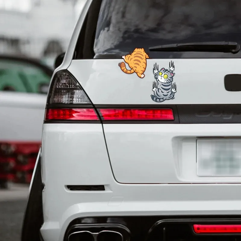 3pcs Funny Pet Cat Car Sticker Climbing Cats Animal Styling Stickers Decoration Car Body Creative Decals Decor Accessories