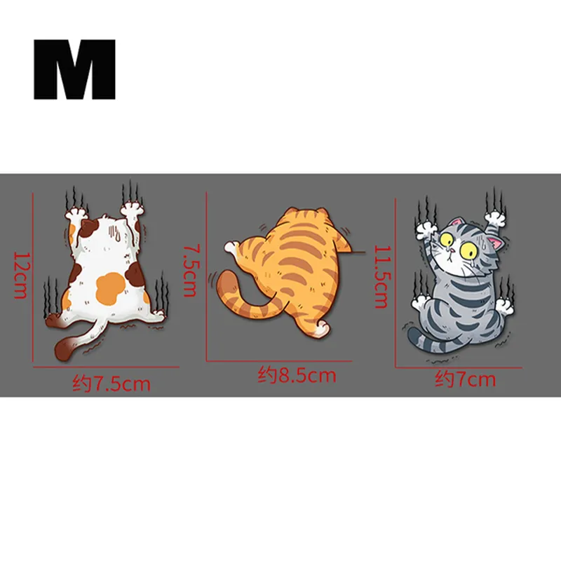 3pcs Funny Pet Cat Car Sticker Climbing Cats Animal Styling Stickers Decoration Car Body Creative Decals Decor Accessories