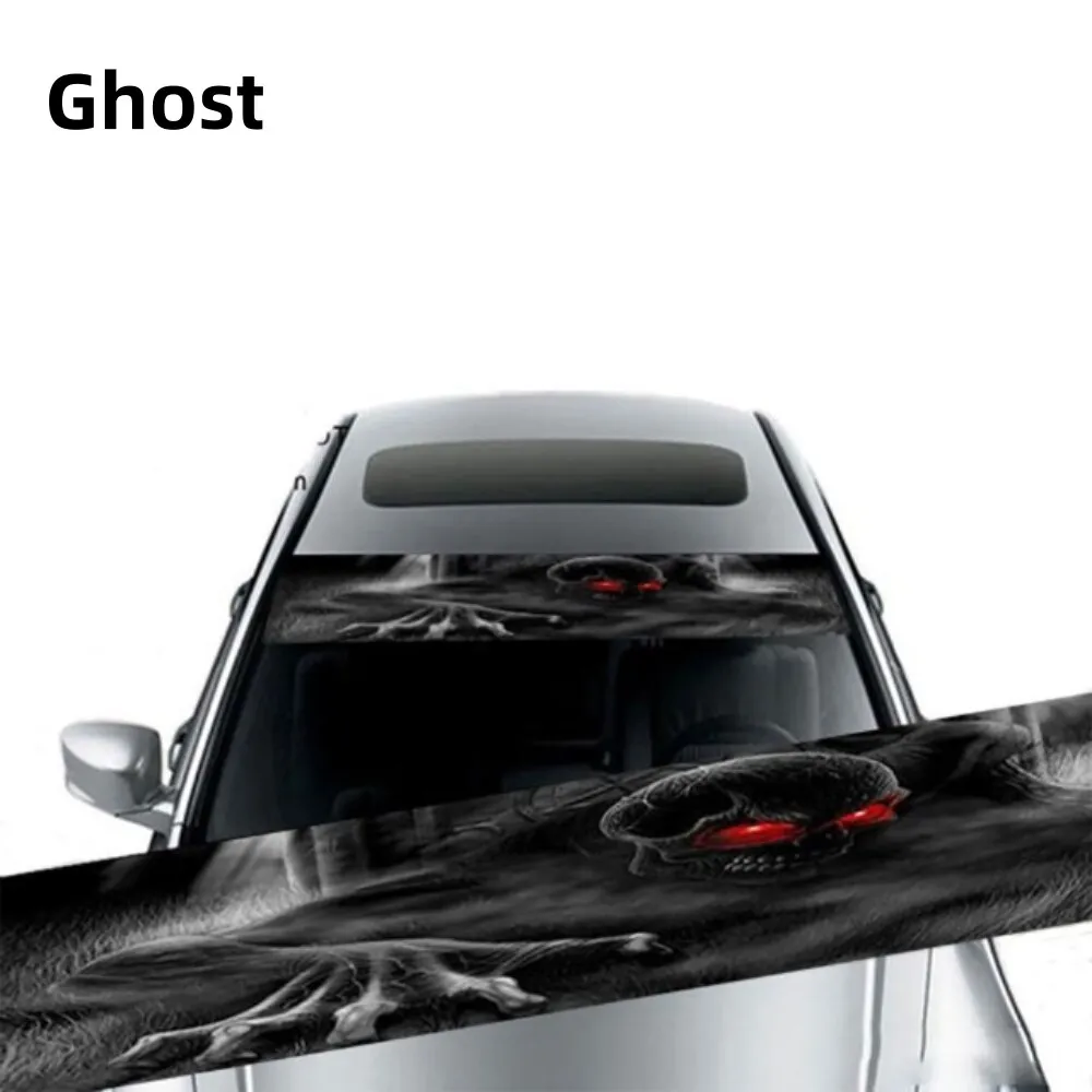 3D Effect Car Front Windshield Stickers Personalized Stickers Interesting Stickers Ghost Pattern Wolf Eyes Pattern