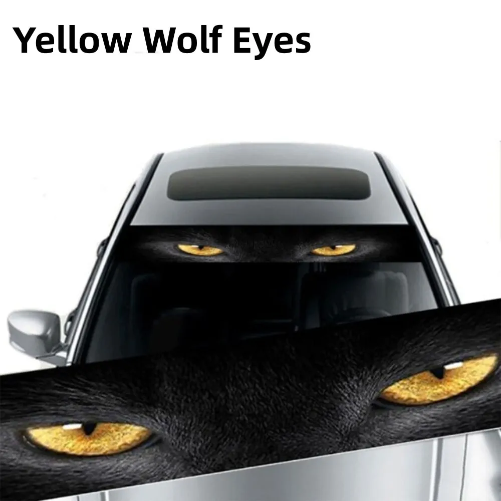 3D Effect Car Front Windshield Stickers Personalized Stickers Interesting Stickers Ghost Pattern Wolf Eyes Pattern