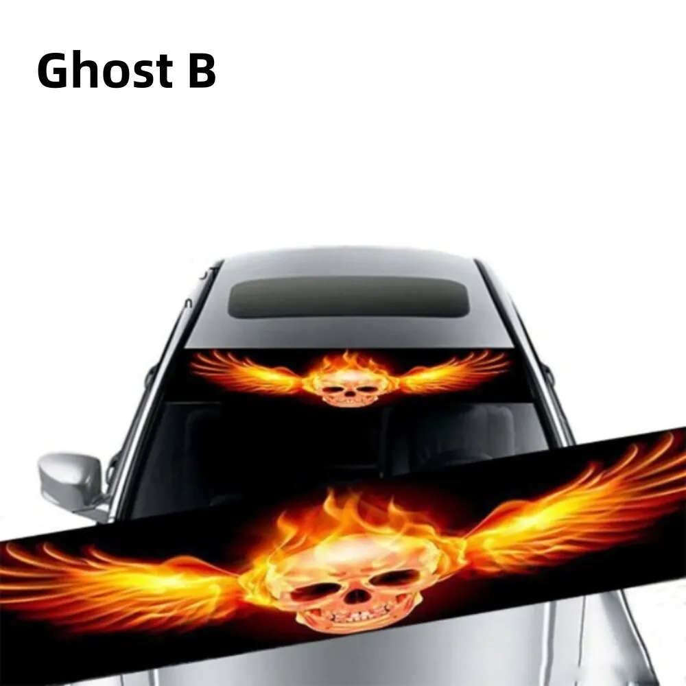 3D Effect Car Front Windshield Stickers Personalized Stickers Interesting Stickers Ghost Pattern Wolf Eyes Pattern