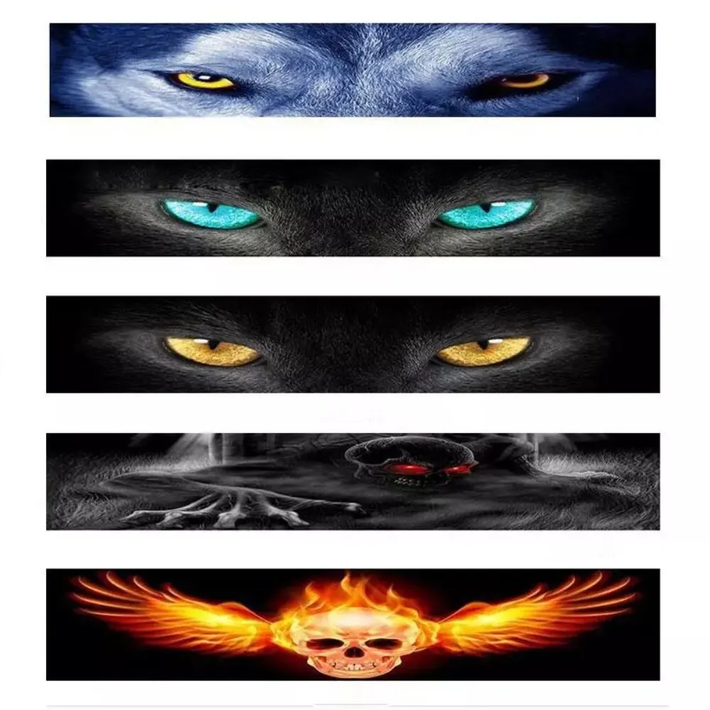 3D Effect Car Front Windshield Stickers Personalized Stickers Interesting Stickers Ghost Pattern Wolf Eyes Pattern