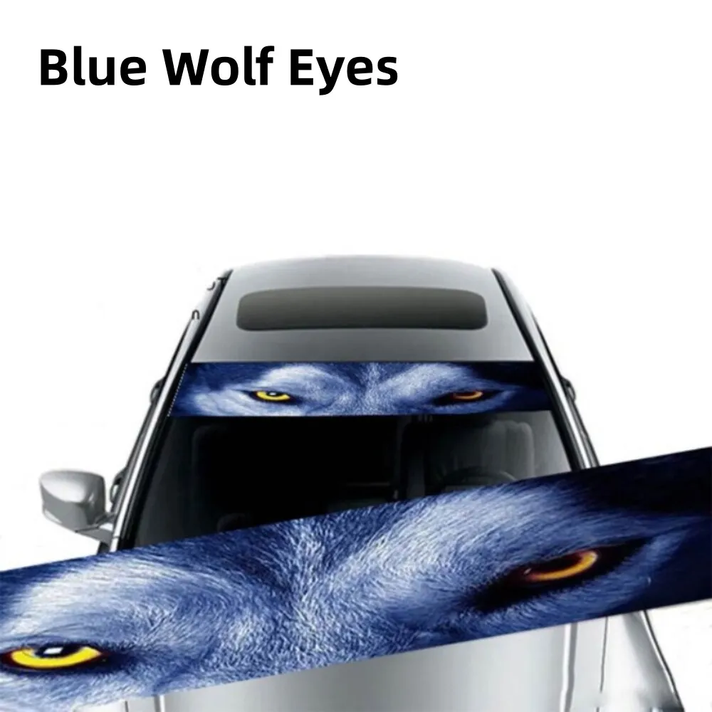 3D Effect Car Front Windshield Stickers Personalized Stickers Interesting Stickers Ghost Pattern Wolf Eyes Pattern