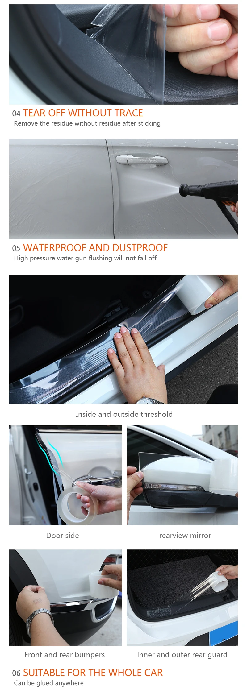 Car Stickers Door Edge Protector Universal Car Door Sill Sticker Anti Scratch Transparent Film Protection Style Auto Accessories