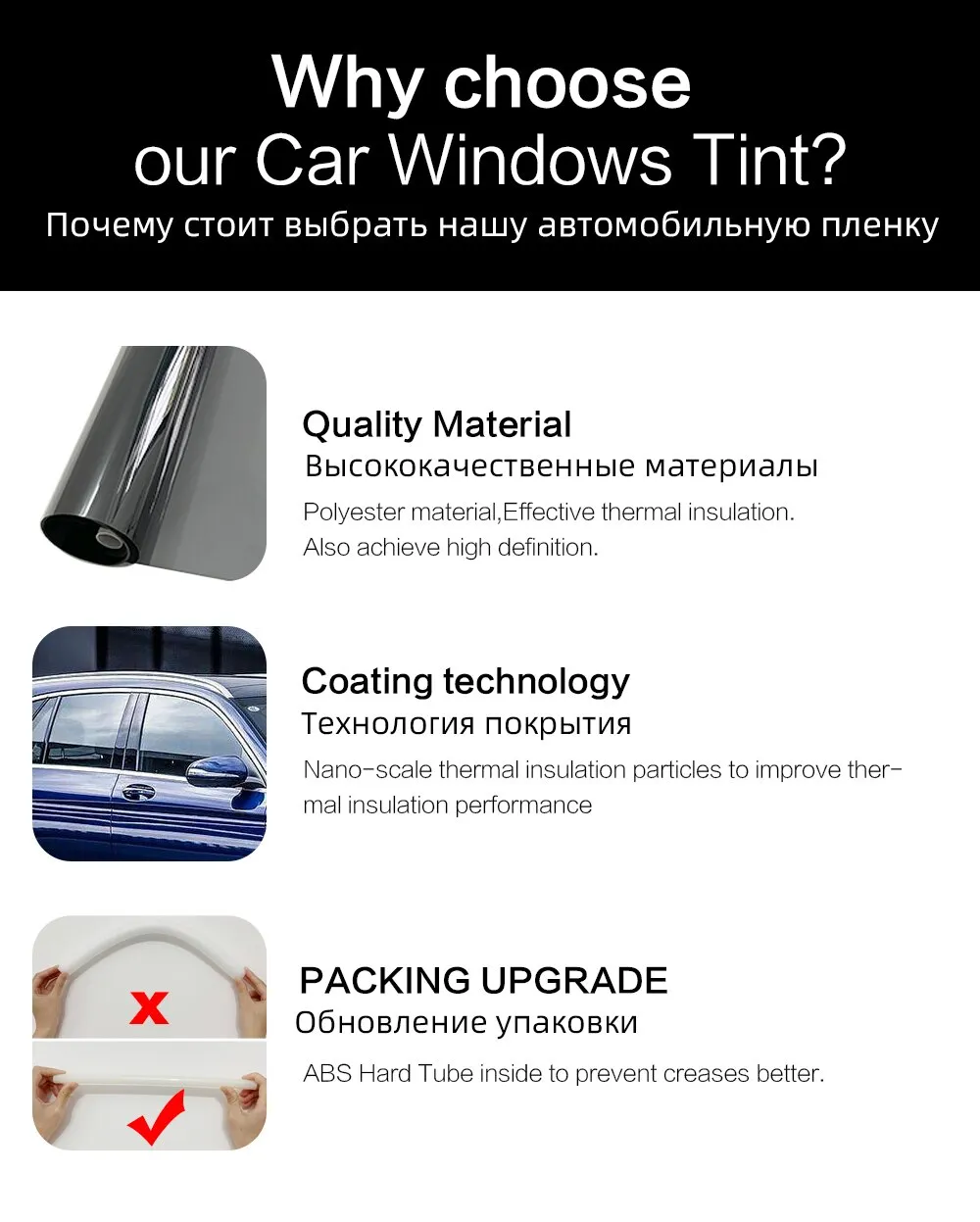 Car Window Tint Film Summer Solar UV Protector Tint Tinting Film for Cars Window Privacy Film 50cmX300cm Sun Shade Film