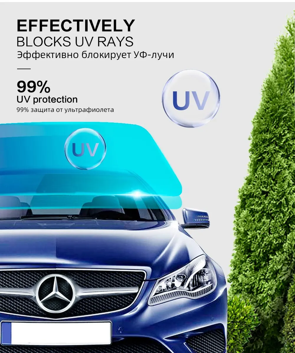 Car Window Tint Film Summer Solar UV Protector Tint Tinting Film for Cars Window Privacy Film 50cmX300cm Sun Shade Film