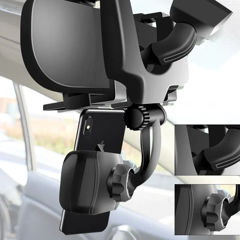 Car Rearview Mirror Mount Car Phone Bracket Navigation GPS Stand Foldable Adjustment Phone Holder Car Car Accessories