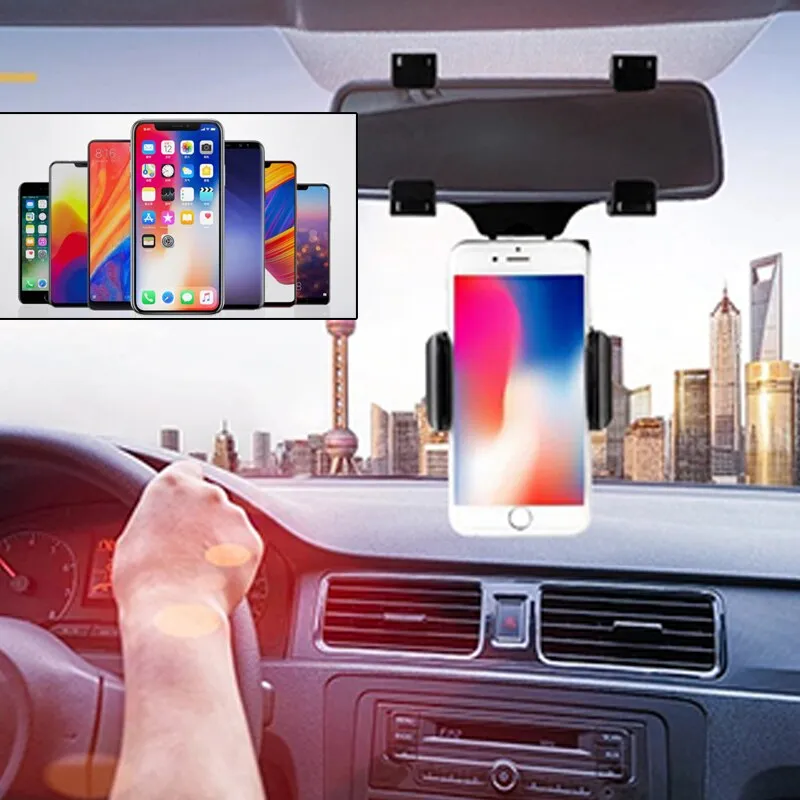 Car Rearview Mirror Mount Car Phone Bracket Navigation GPS Stand Foldable Adjustment Phone Holder Car Car Accessories