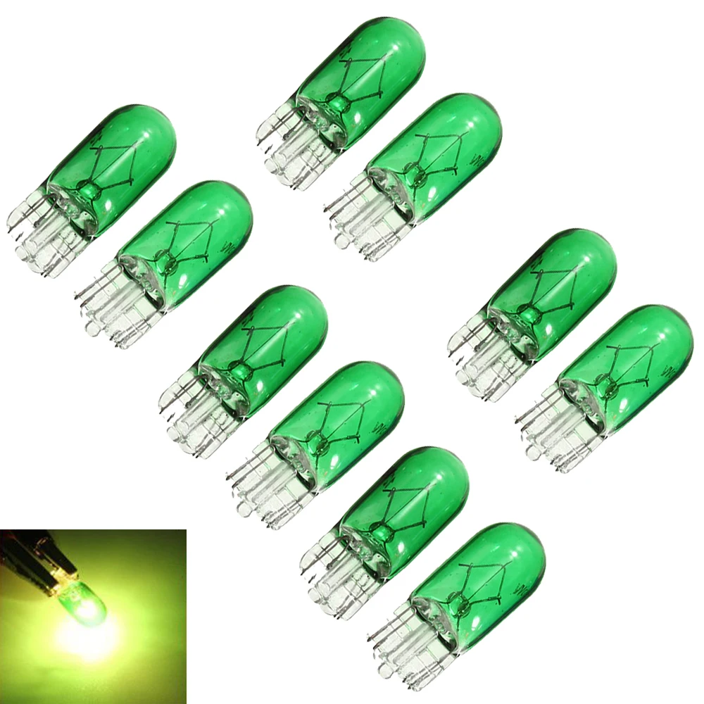 10pcs Car T10 Halogen 3W 194 158 Wedges 12V Auto Lamp White Bulbs Instrument Light Reading Lights Clearance Lamp Accessories