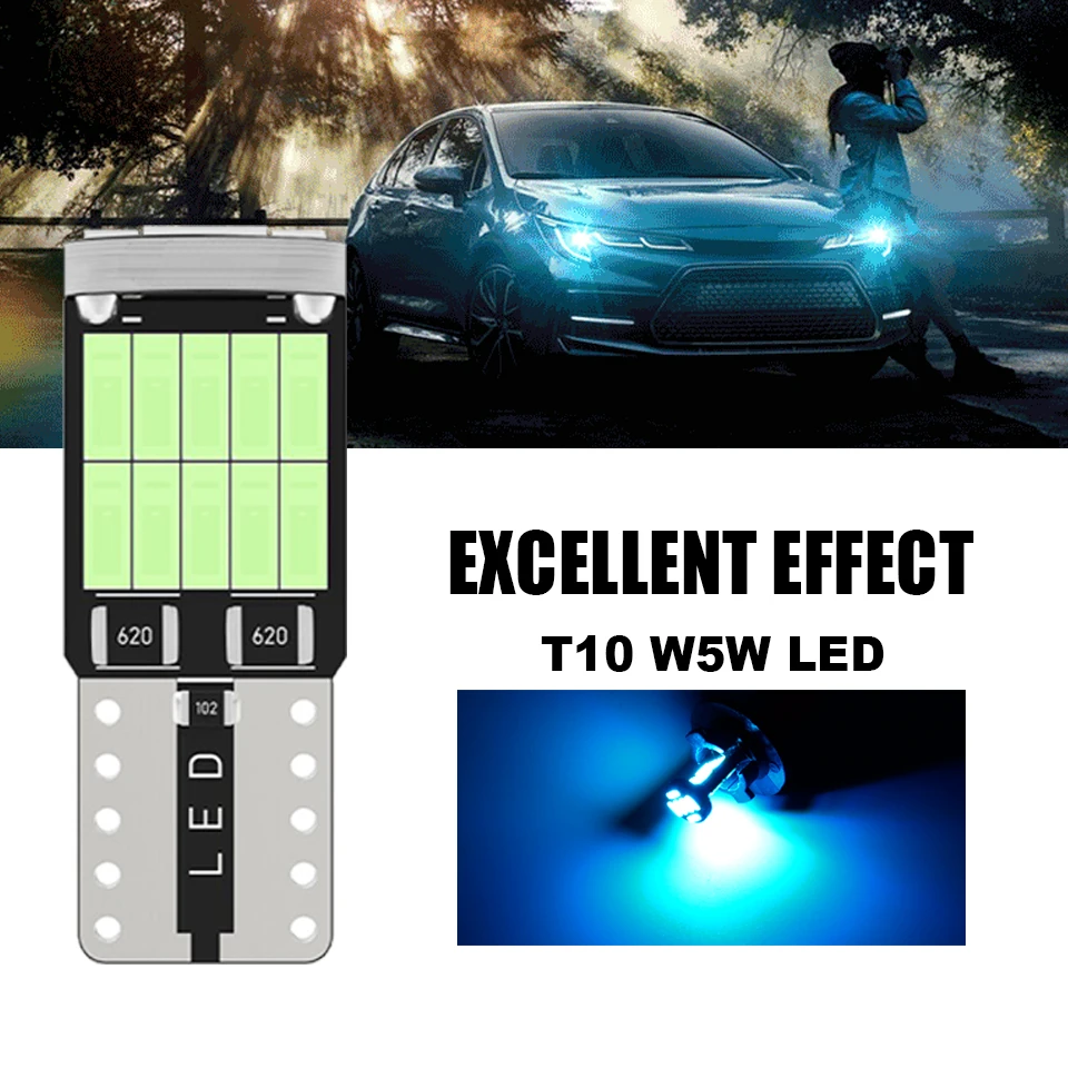 2x High Bright T10 W5W Led Car Light 26smd 4014 Smd Chip Lamp Bulb Automobile Accessories License Plate Lighting White 6000K 12v