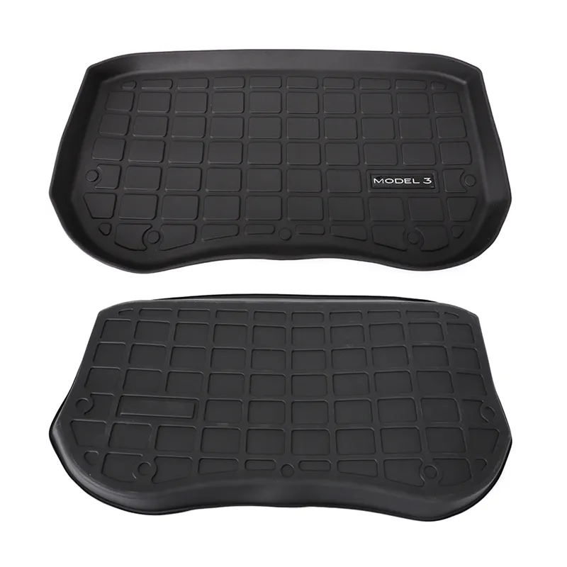 TPE Pad Front Rear Mat for Tesla Model 3 Model Y Mat Accessories Trunk Cargo Tray Floor Mat with Model3 LOGO Trunk Mats