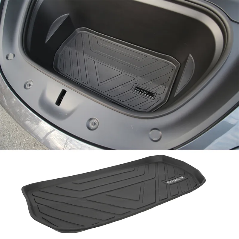 TPE Pad Front Rear Mat for Tesla Model 3 Model Y Mat Accessories Trunk Cargo Tray Floor Mat with Model3 LOGO Trunk Mats