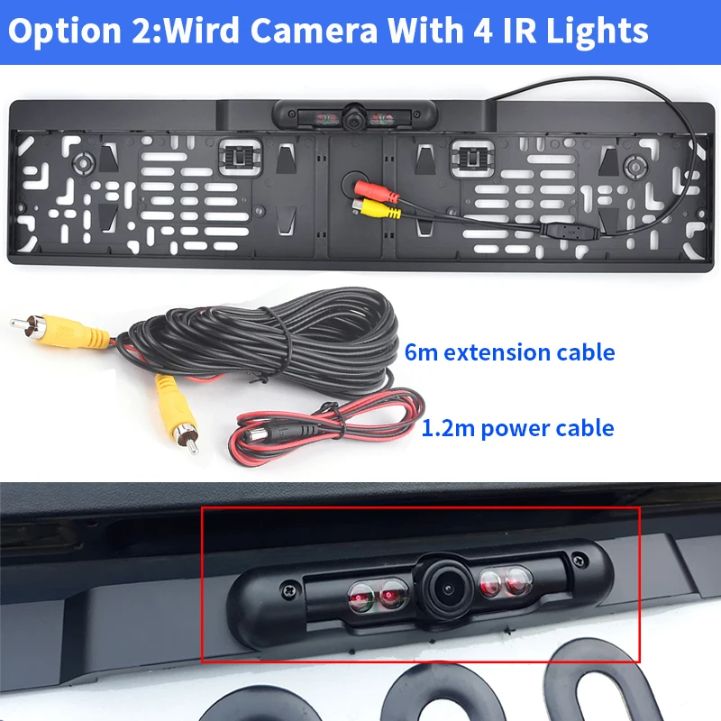 Hot Sale Night Vision IR Rear View Camera EU License Plate Frame Car Reverse Camera Waterproof Back Up Camera For Monitor