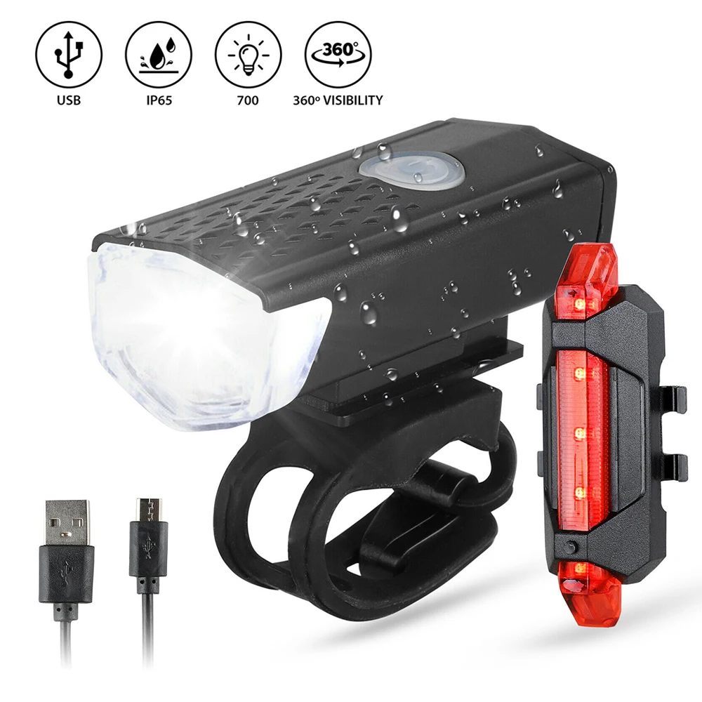 Bike Front Bicycle Lights Front Back Rear Taillight MTB Road Bike Headlight Bicycle Accessories Cycling Equipment