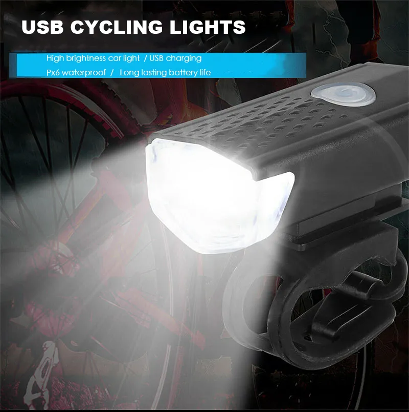 Bike Bicycle Light USB LED Rechargeable Set MTB Road Bike Front Back Headlight Lamp Flashlight Cycling Light Cycling Accessories